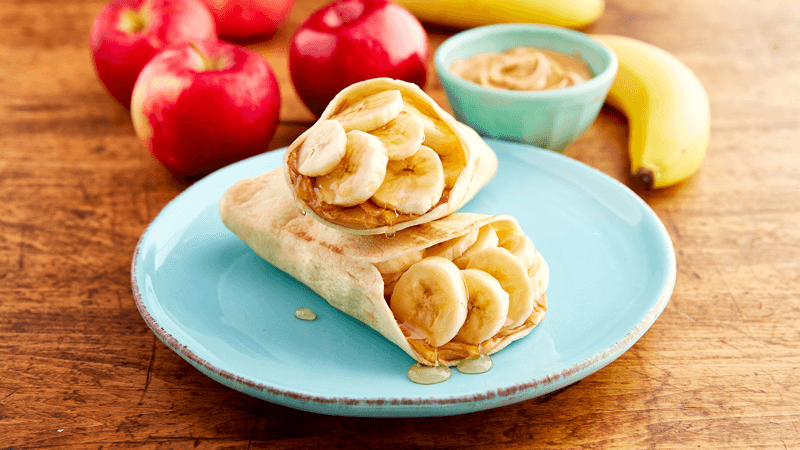 Peanut Butter & Banana Tortilla Pockets