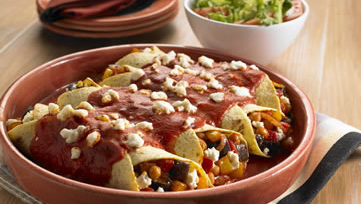 Enchiladas aux pois chiches, aux aubergines et aux poivrons