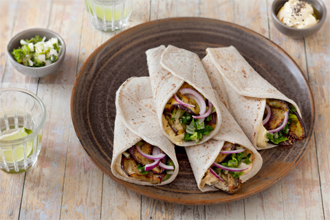 Burritos végétariens sans gluten aux aubergines